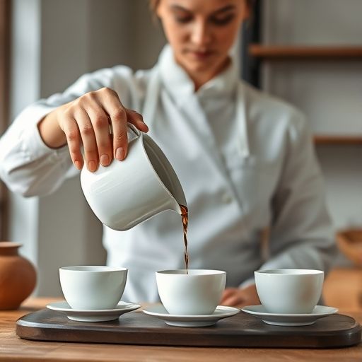 茶艺师在深圳罗湖喝茶工作室冲泡茶叶