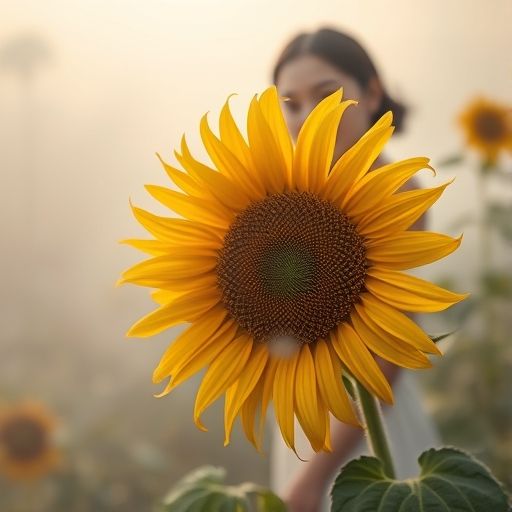 雾森系统中的向日葵特写