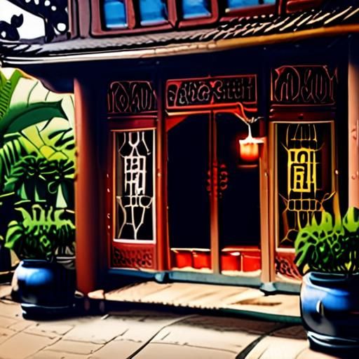 广州老城区茶肆内景