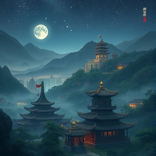 茶室夜晚外景