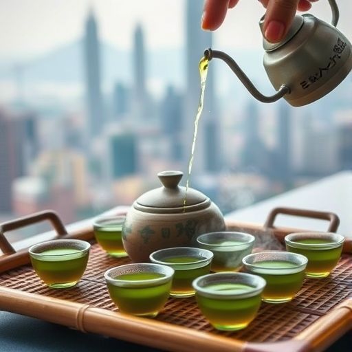 深圳南山品茶群茶具与城市天际线