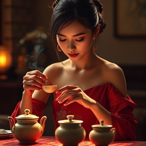 茶艺师优雅泡茶的瞬间