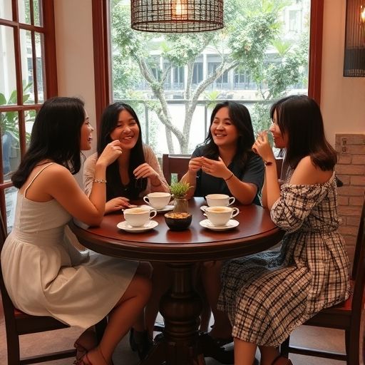 朋友在喝茶工作室聚会