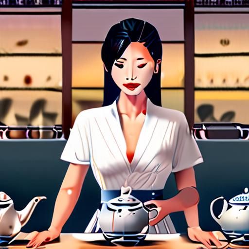 茶艺师正在专注泡茶的瞬间