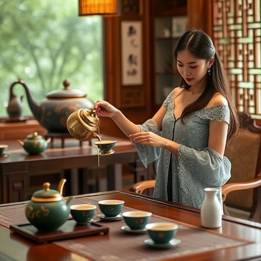 茶艺师冲泡嫩茶场景