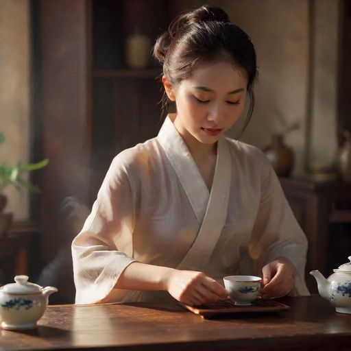 茶艺师专注泡茶的优雅瞬间