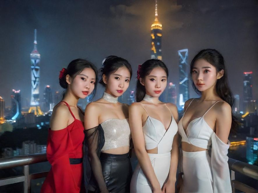 广州璀璨夜景,高楼林立,灯火辉煌