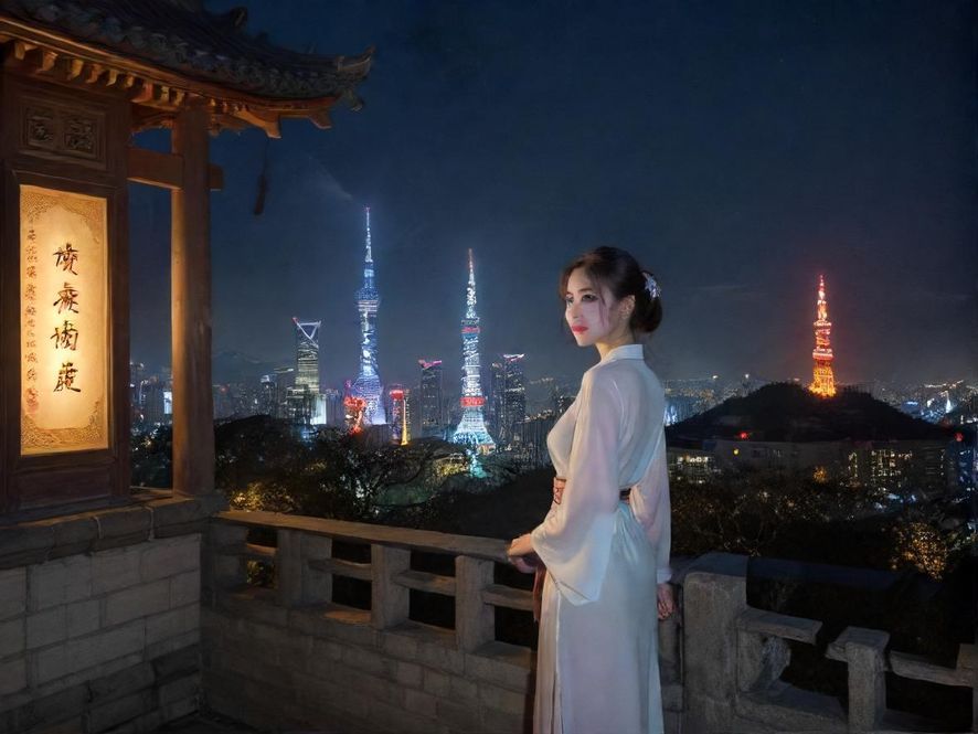 都市夜景下的娱乐场所霓虹招牌