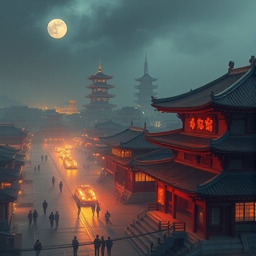 广州夜色下的城市景观