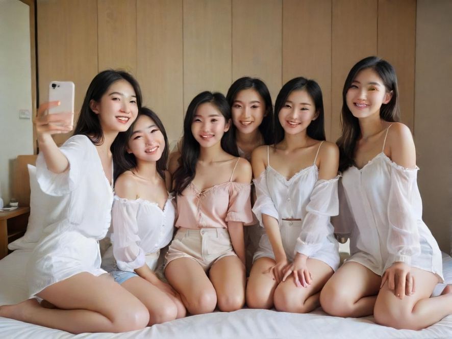 一群朋友在咖啡馆里轻松愉快地聊天