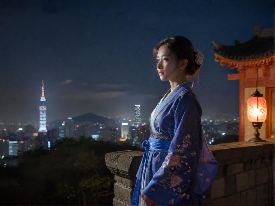 广州夜景下的休闲会所外景