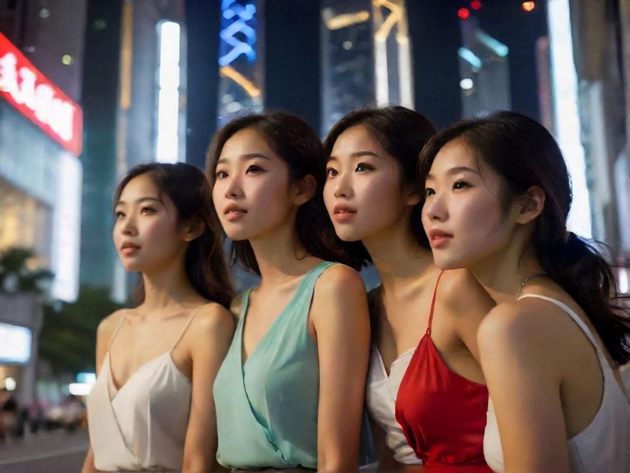 一群年轻人在深圳街头喝咖啡聊天