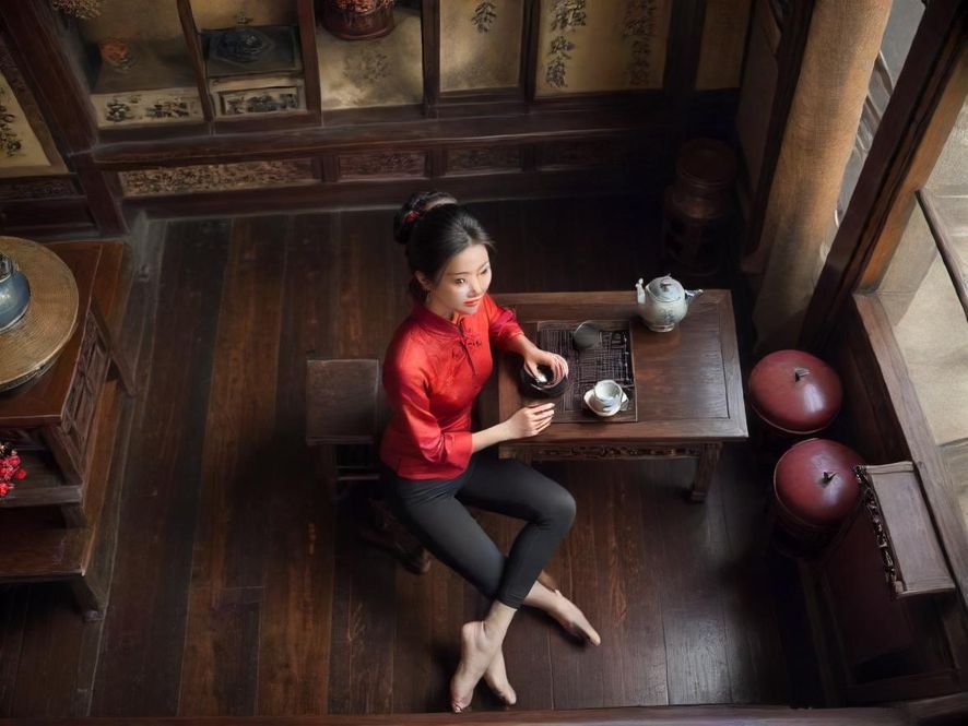 古色古香的浙江茶艺会所内部