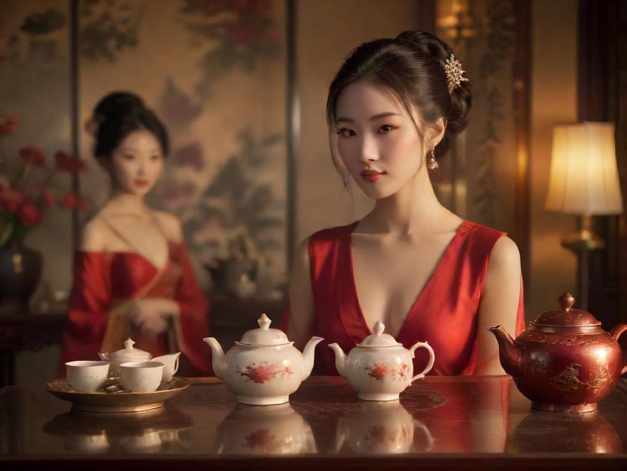 精致的茶具和室内环境,高端私密