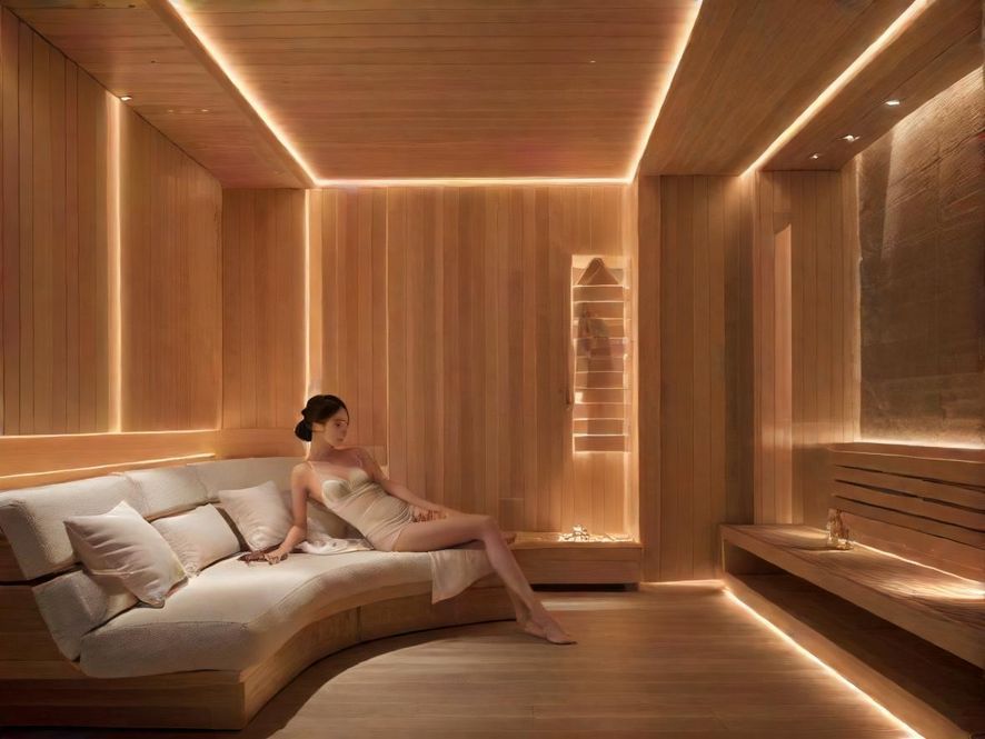 广州黄埔高端桑拿会所的休息区,现代简约风格