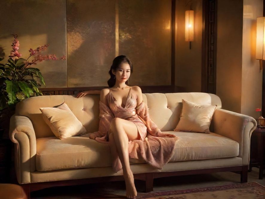 高端休闲会所内部休息区,光线柔和,环境舒适