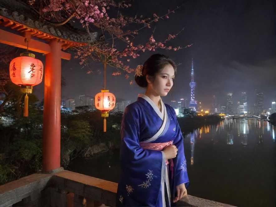 从公寓窗户看向都市夜景