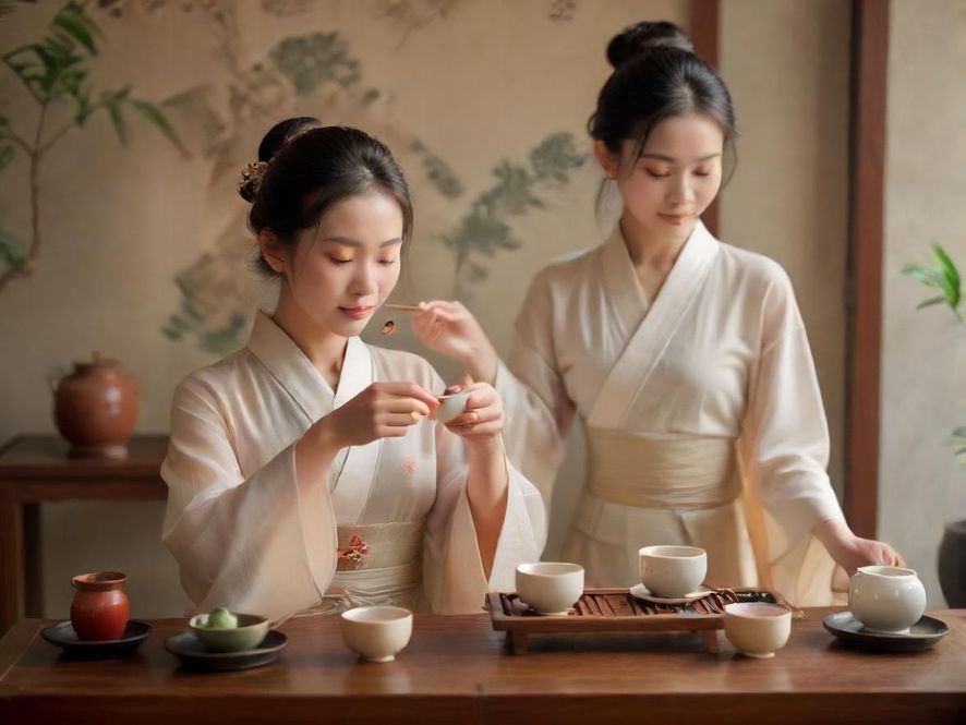 广州品茶工作室内的茶艺表演场景,展现温馨雅致的氛围