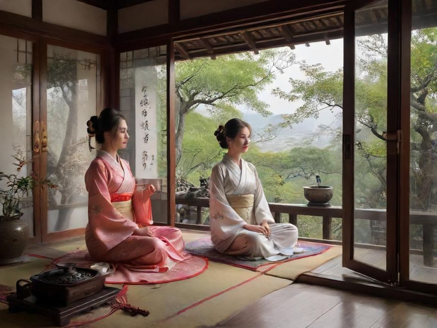 南京隐秘茶室一角,光线柔和