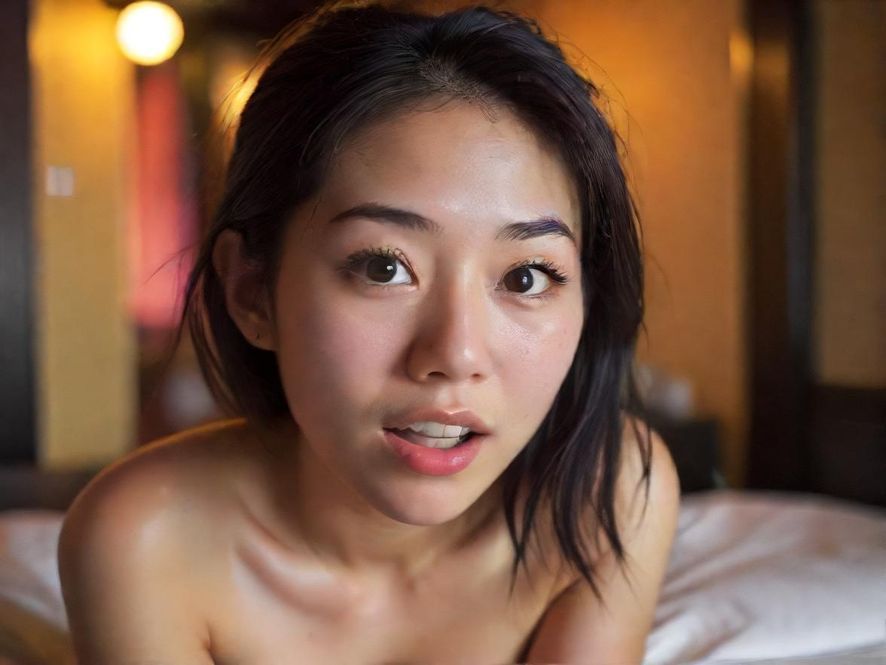 一位女性在手机上发现惊喜，表情愉悦，背景是充满创意的休闲场景