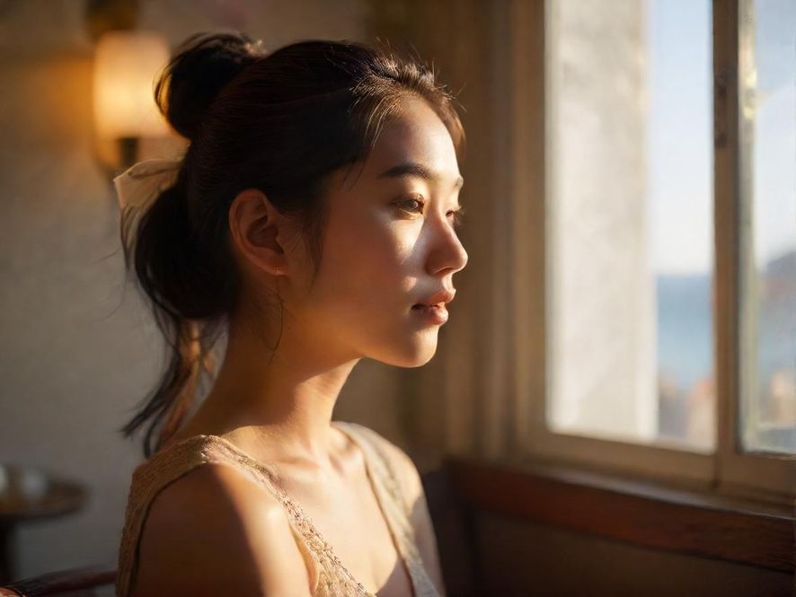 深圳茶室窗边喝茶场景