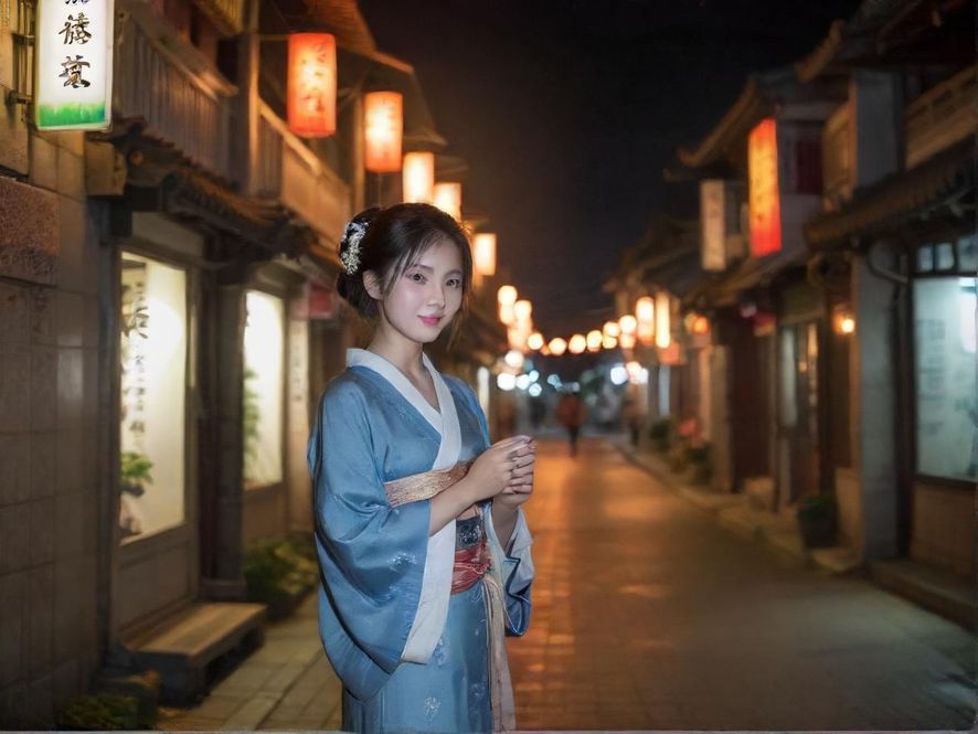 夜幕下的城市街道,灯火璀璨,车辆川流不息