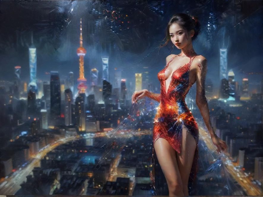 都市夜色下的休闲一角