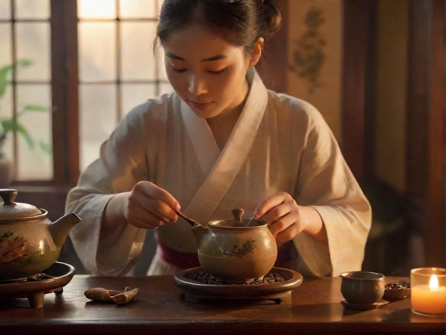 深圳茶艺师优雅泡茶的唯美场景