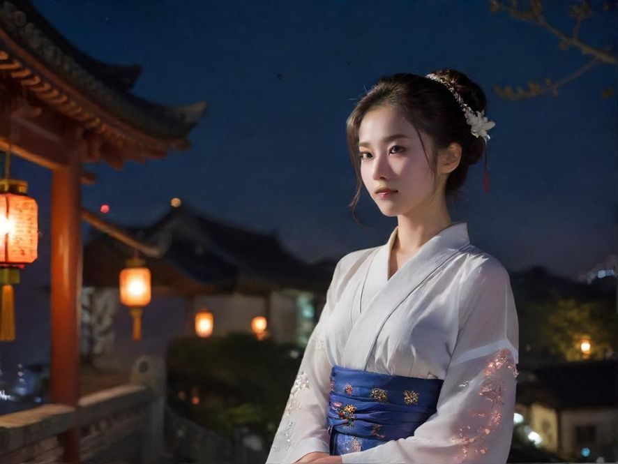 广东夜市街景，霓虹灯闪烁，充满都市活力