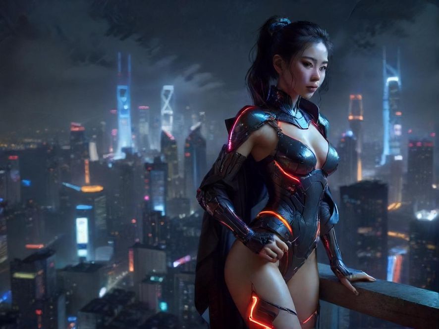 城市夜景中的高楼大厦，霓虹灯闪烁，暗示着丰富的夜生活