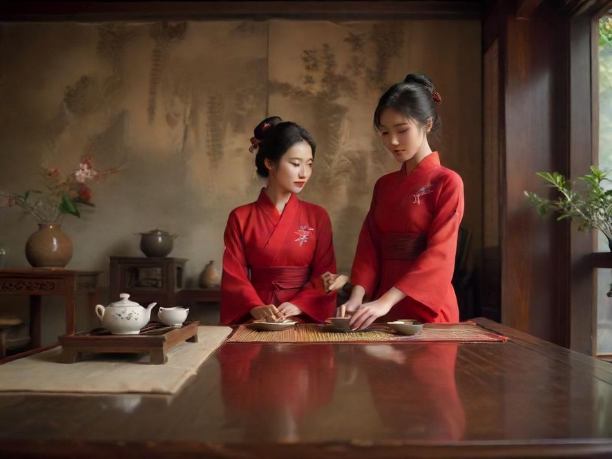 深圳私密茶社内部茶艺表演场景