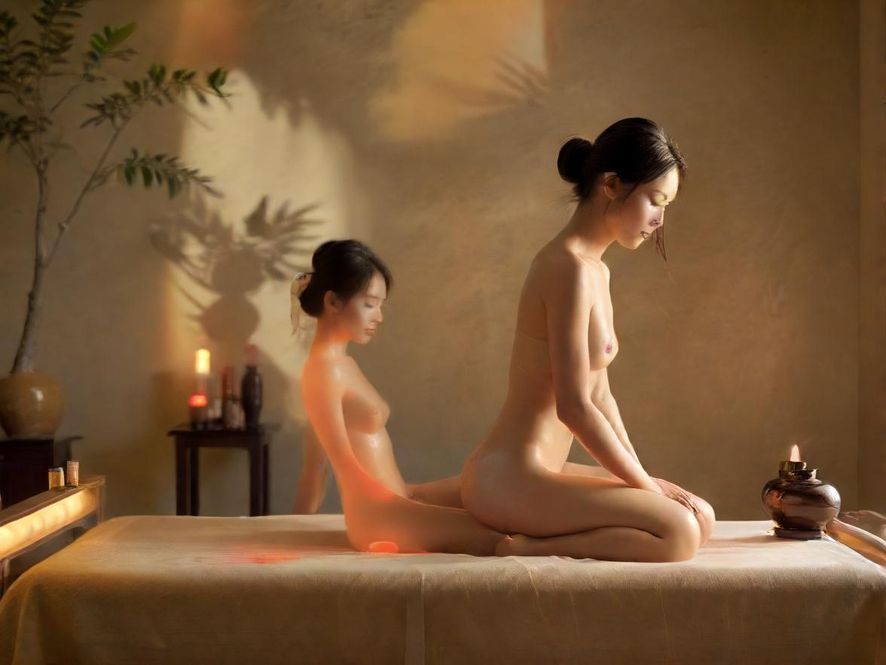 周天养生馆技师按摩实景图