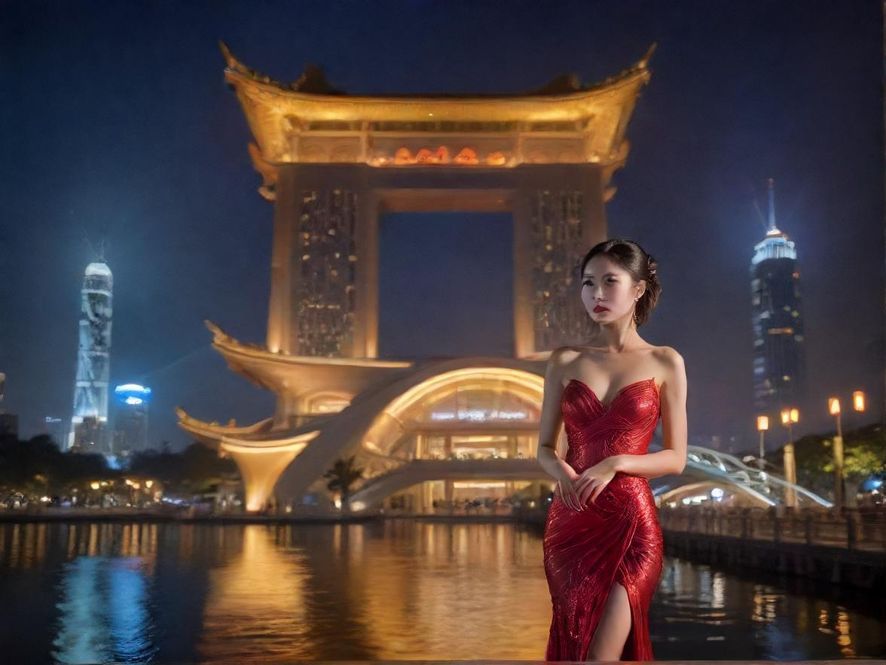 广州盈通国际水会夜间外景