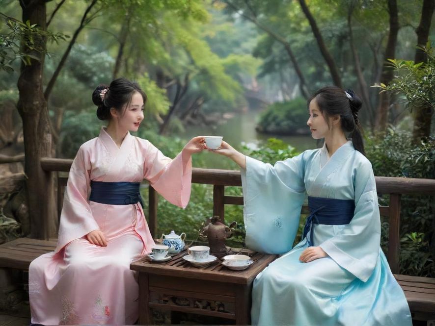 广州繁华街区一角，一家茶馆门口人来人往