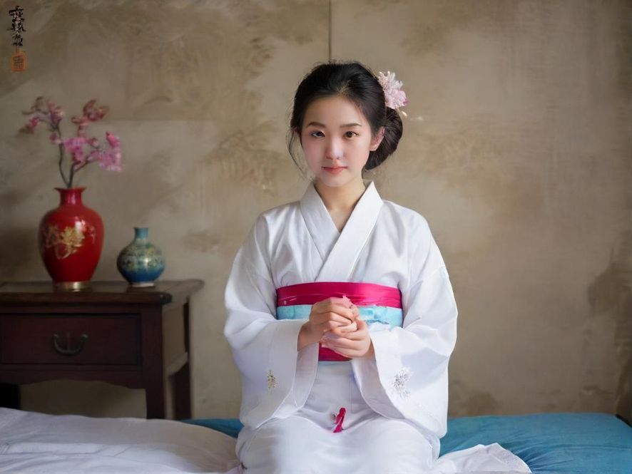 一位身着丝绸睡袍的女子在阳光洒进的私密卧室中慵懒阅读，尽享舒适放松