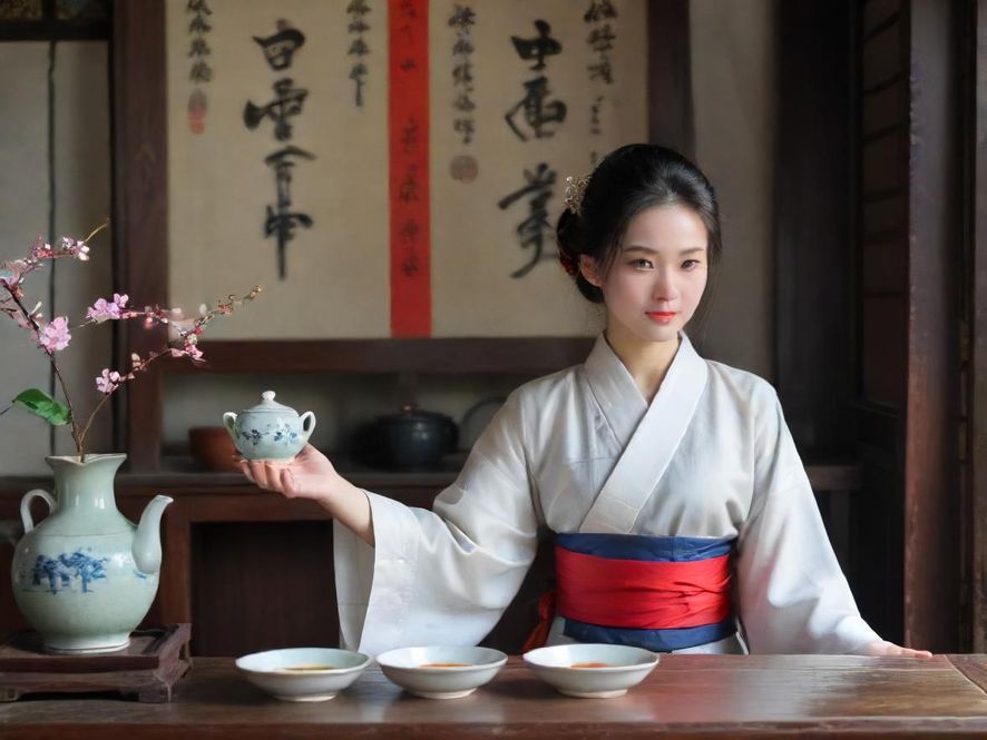 一位女士在高端会所品尝下午茶,享受宁静时光。