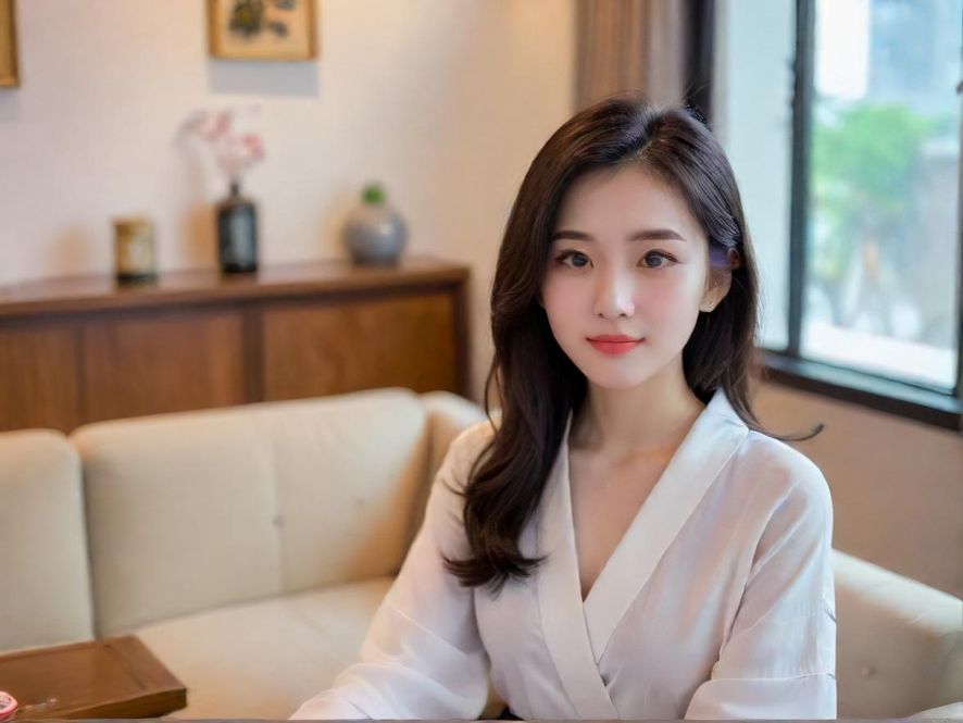 女性优雅背影，在私人会所享受独处时光