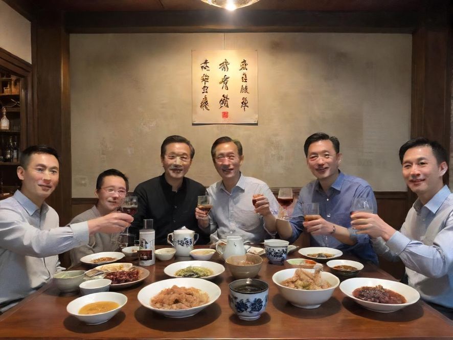 一群年轻人围坐在一起,在广州充满活力的酒吧里举杯畅饮,享受着轻松愉快的社交时光。